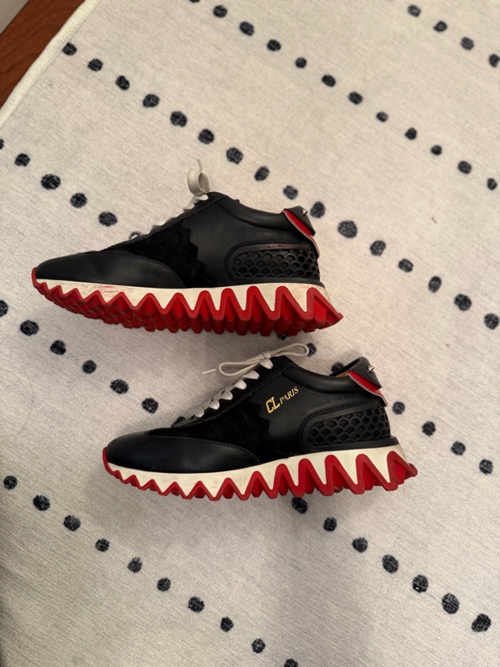 CL Paris Black Red Wave-Soled Sneakers